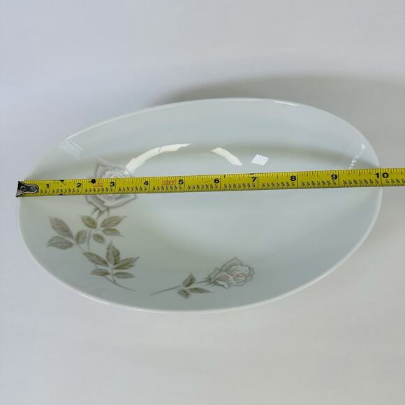 Noritake Edenrose 10" Oval Vegetable Bowl Gray/Pink/White Roses VTG - Picture 10 of 16